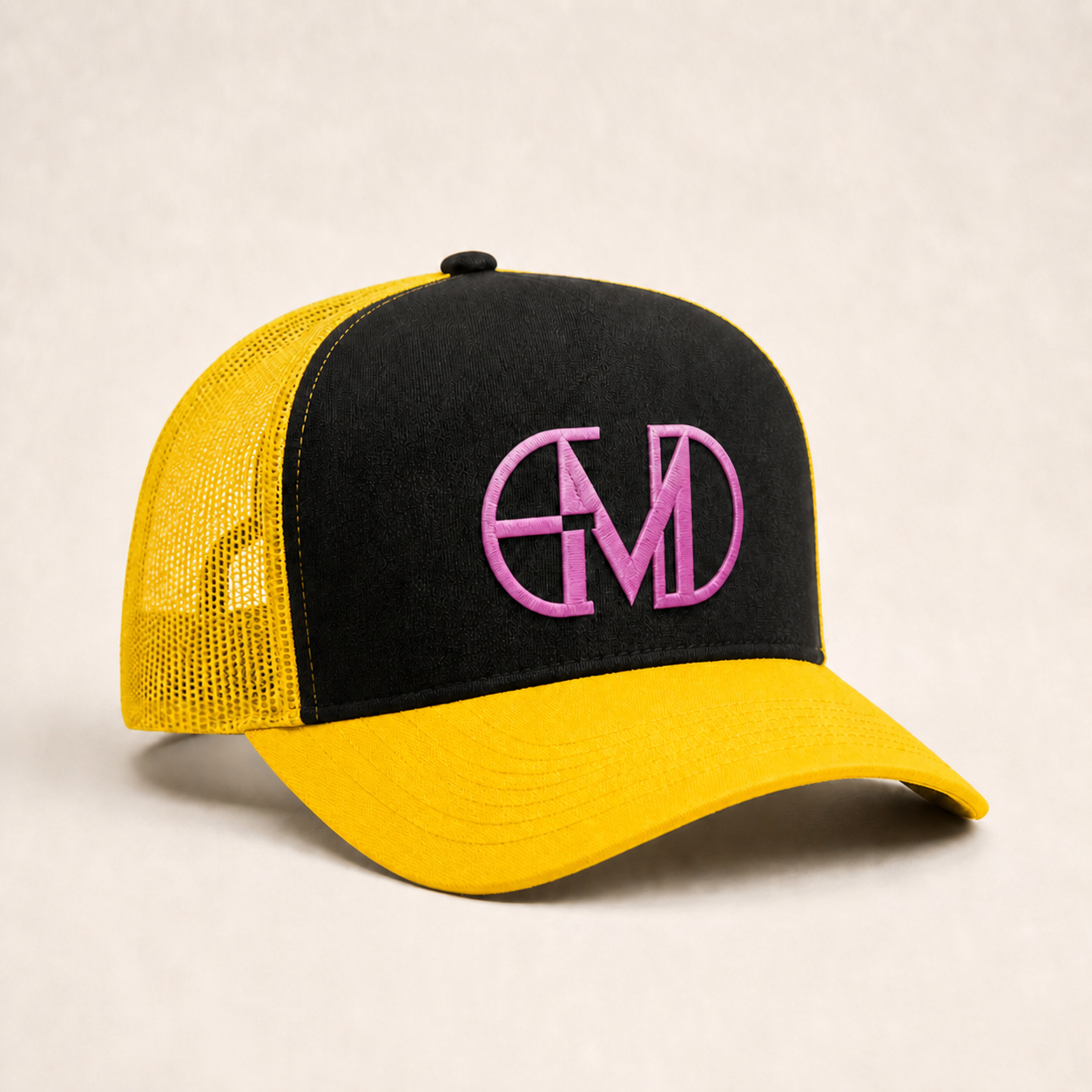 Bone Emerald - EMD Monograma Rosa - Preto Amarelo