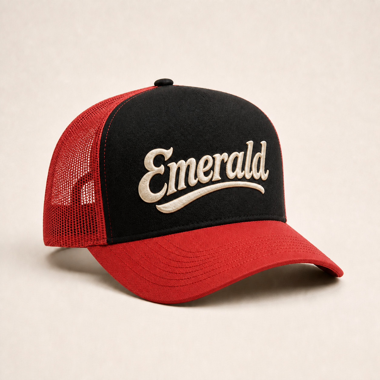 Bone Emerald - Emerald Script Preto - Preto Vermelho