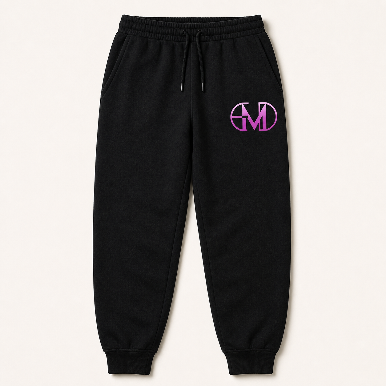 Calca Moletom Emerald - EMD Monograma Rosa - Preto