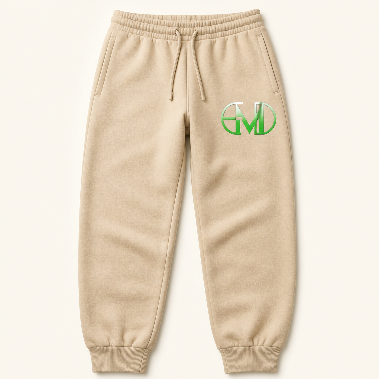 Calca Moletom Emerald - EMD Monograma Verde - Bege