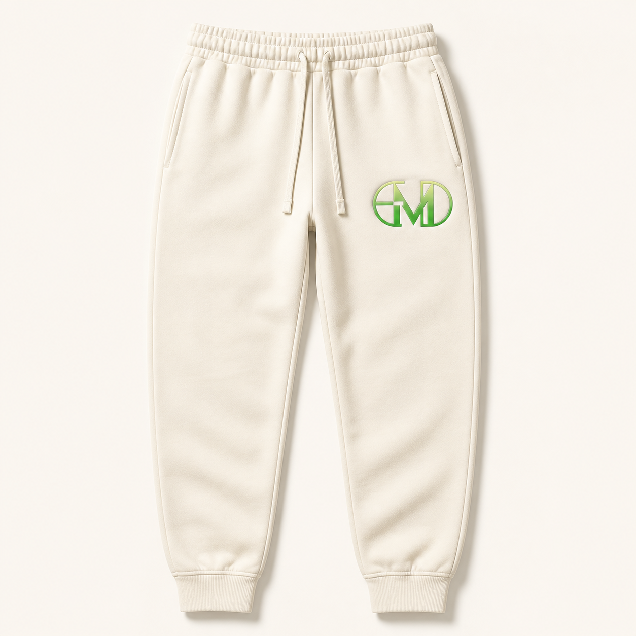 Calca Moletom Emerald - EMD Monograma Verde - Branco